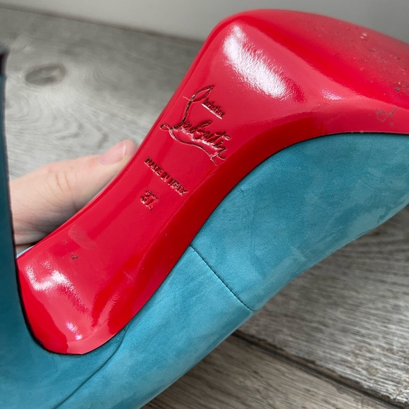 Christian Louboutin Baby Blue Suede round Toe High Heels Shoes 37 7 - Picture 11 of 14